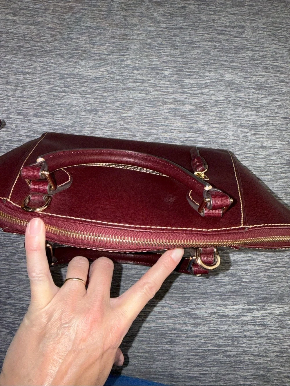 Dooney & Bourke Sydney Burgundy Saffiano Dome Satchel